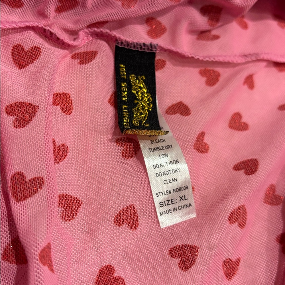Pink Heart Patterned Ruffled Lingerie Top - Picture 5 of 5